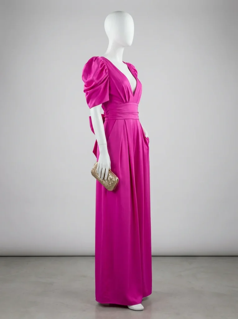Combinaison rose polyester cérémonie dos nu chic femme - Vue 7 - Combinaison rose