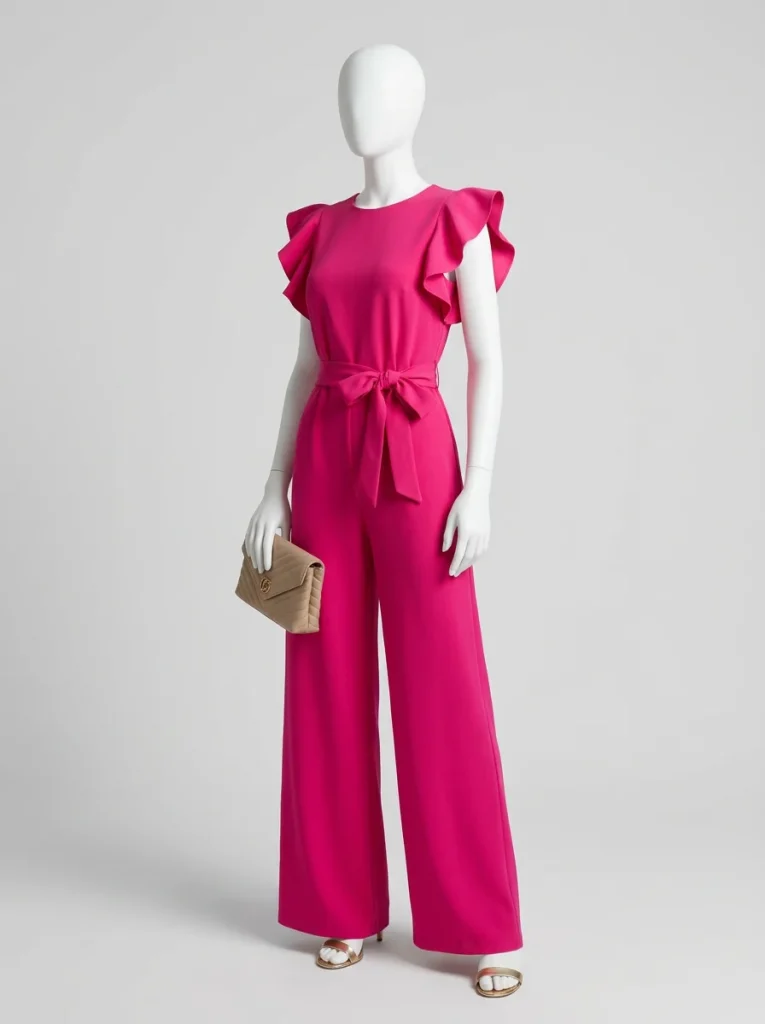 Combinaison rose polyester femme élégante pour mariage - Vue 13 - Combinaison rose