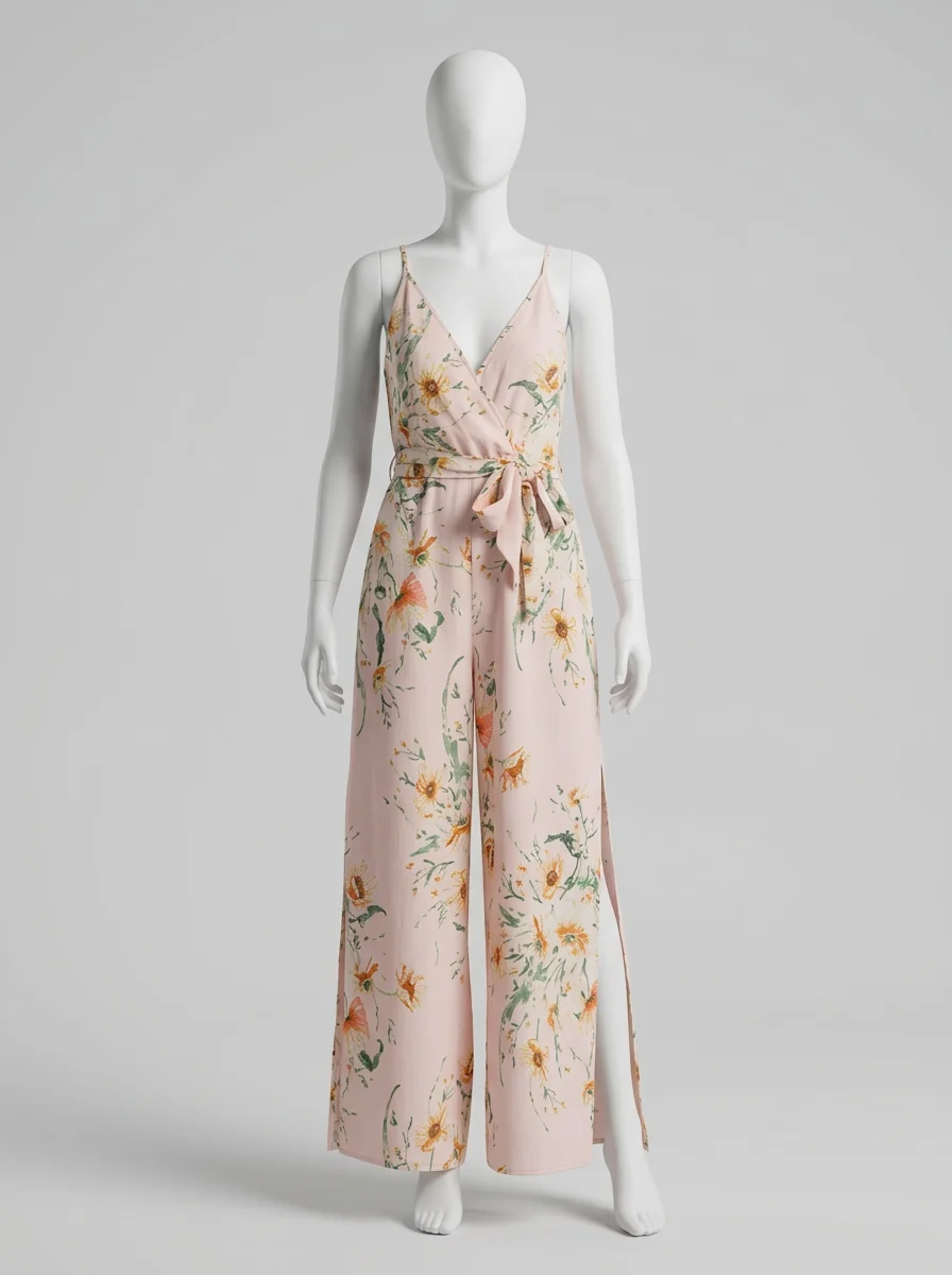 Combinaison rose coton mousseline été bohème femme – Image 3