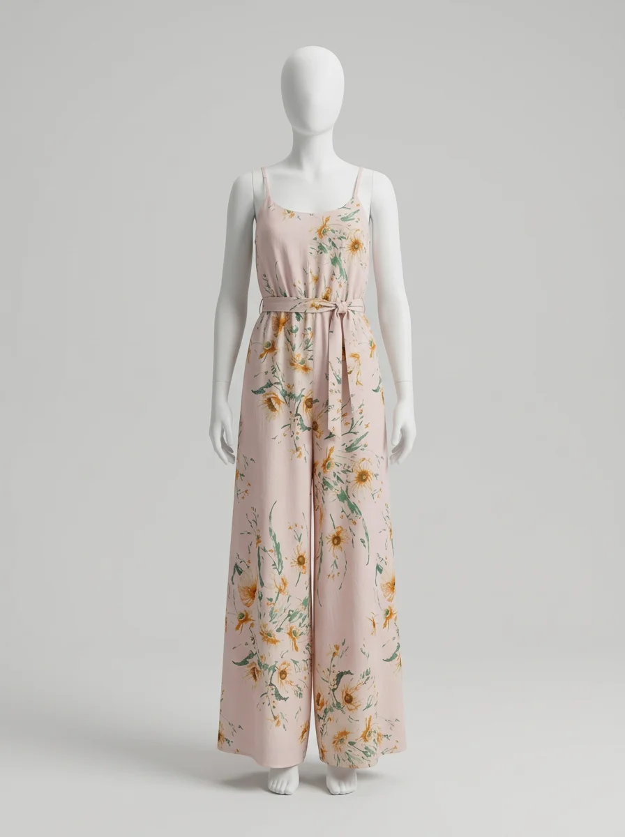 Combinaison rose coton mousseline été bohème femme – Image 4