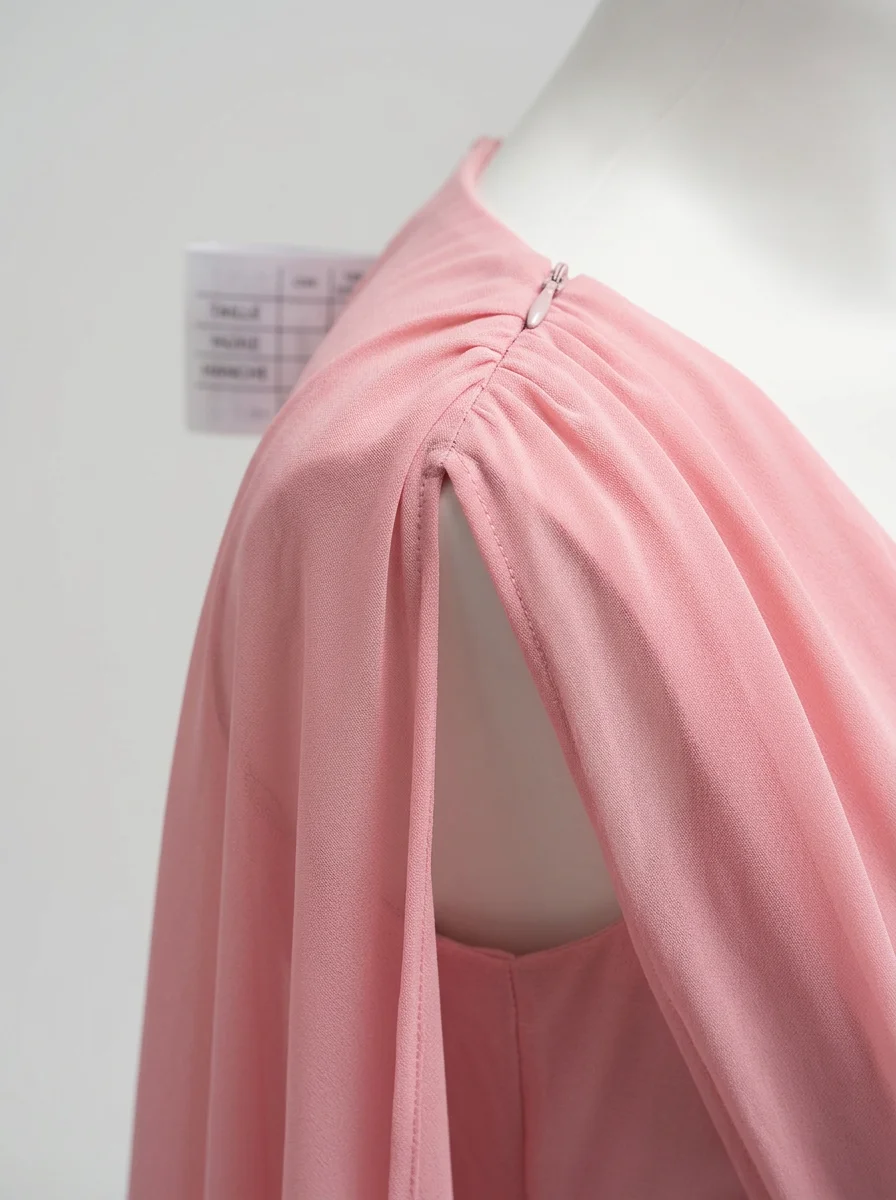 Combinaison rose mousseline avec cape mariage femme élégante – Image 9