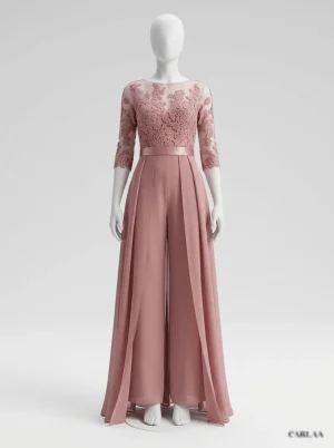 Combinaison rose mousseline cérémonie mariage femme élégante