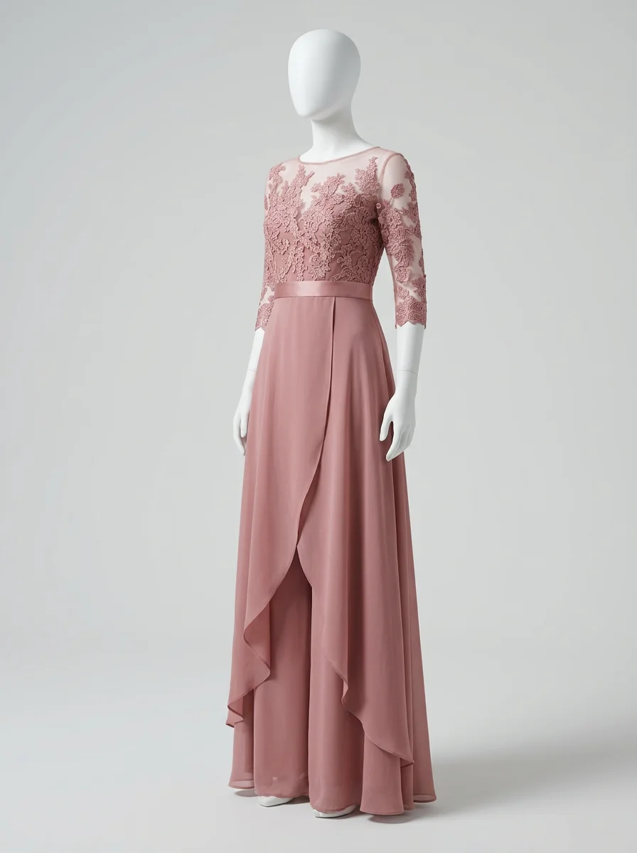 Combinaison rose mousseline cérémonie mariage femme élégante – Image 3