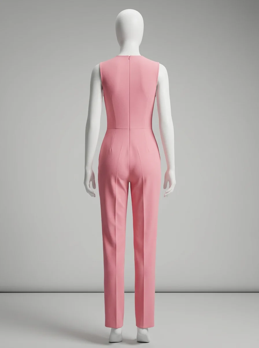 Combinaison rose ajustée sans manche tailleur femme – Image 2