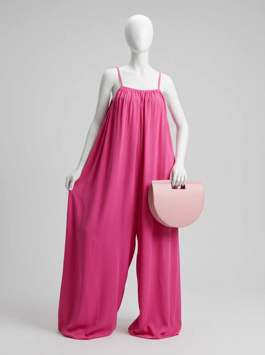 Combinaison rose ample quotidienne sans manches femme – Image 5
