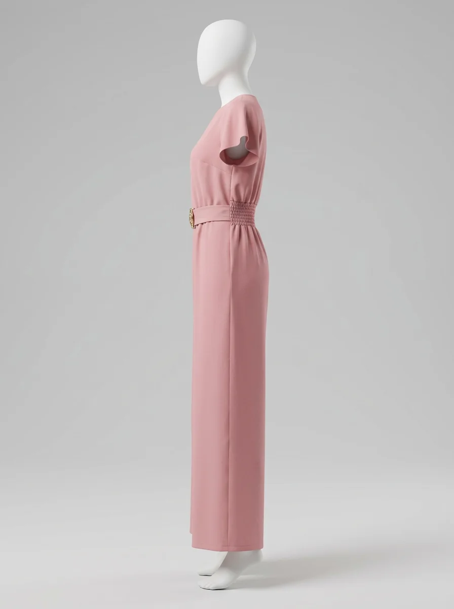 Combinaison rose asymétrique légère femme raffinée – Image 3