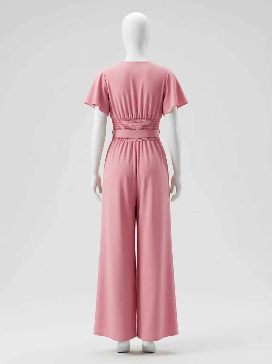 Combinaison rose asymétrique légère femme raffinée – Image 4