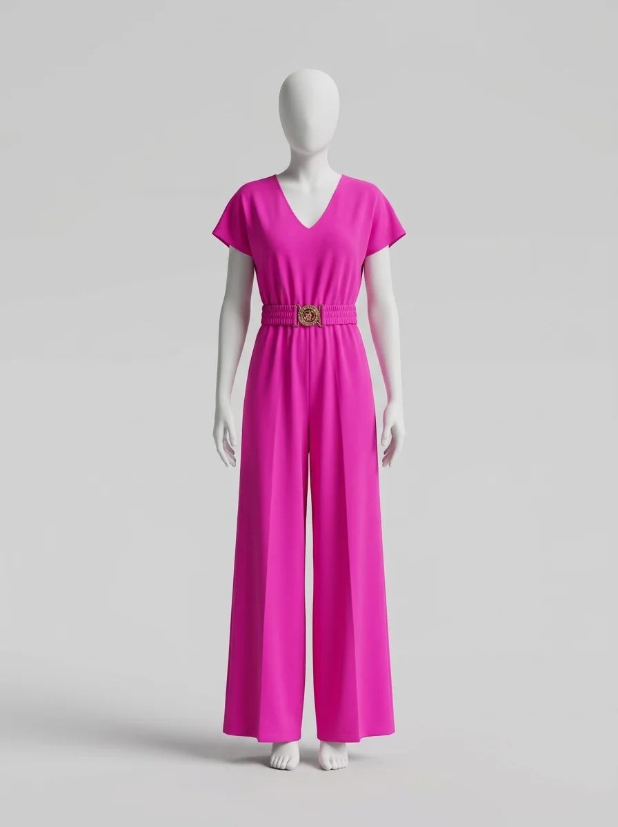 Combinaison rose asymétrique légère femme raffinée – Image 6