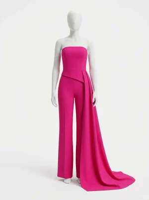 Combinaison rose bustier drapée couture femme
