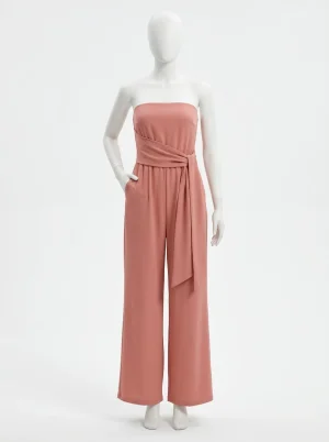 Combinaison rose bustier fluide coupe large femme