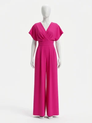 Combinaison rose cache-cœur chic soirée femme