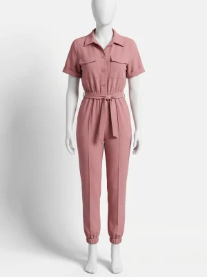 Combinaison rose cargo ceinture femme urbaine