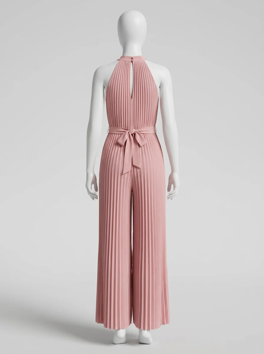 Combinaison rose cérémonie ceinture assortie femme – Image 2