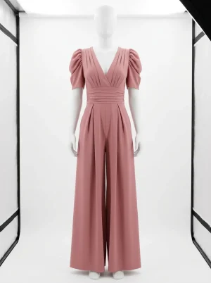 Combinaison rose cérémonie dos nu chic femme