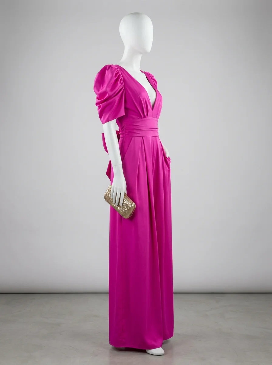 Combinaison rose cérémonie dos nu chic femme – Image 4