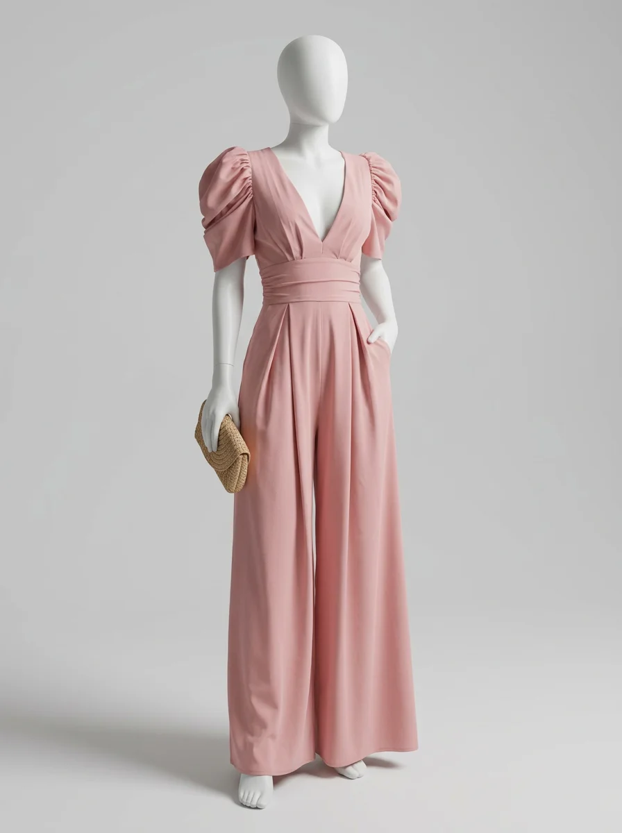 Combinaison rose cérémonie dos nu chic femme – Image 5