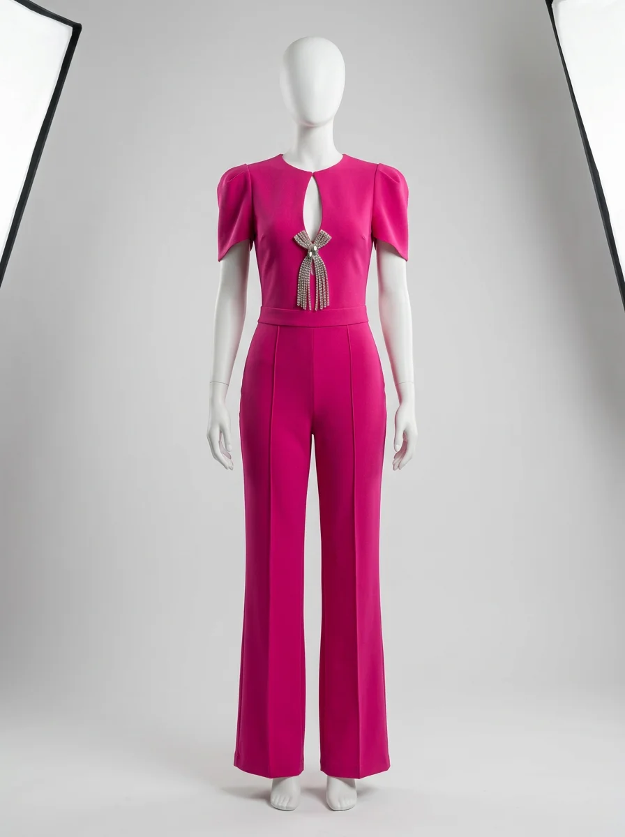 Combinaison rose cérémonie élégante femme – Image 4