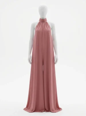 Combinaison rose col montant silhouette aérienne femme
