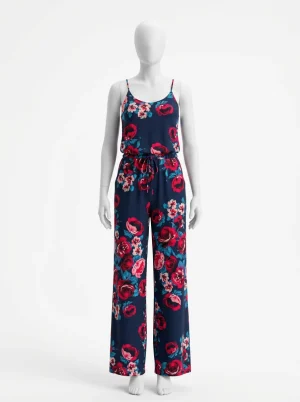 Combinaison rose coton col rond fluide femme