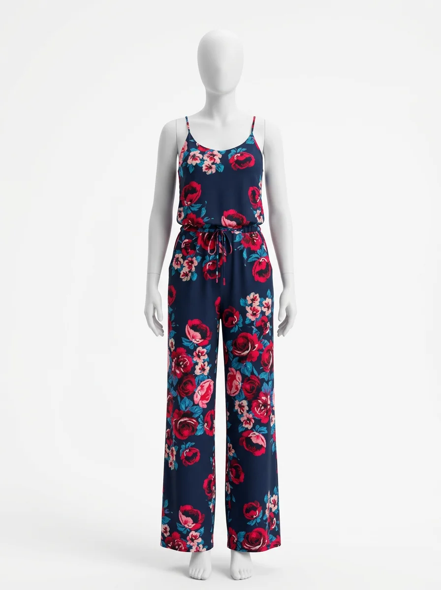 Combinaison rose coton col rond fluide femme
