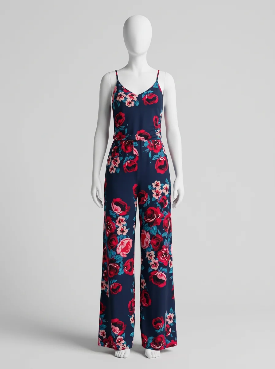 Combinaison rose coton col rond fluide femme – Image 4