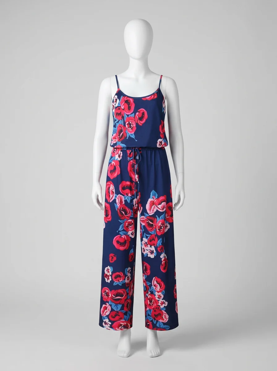 Combinaison rose coton col rond fluide femme – Image 5