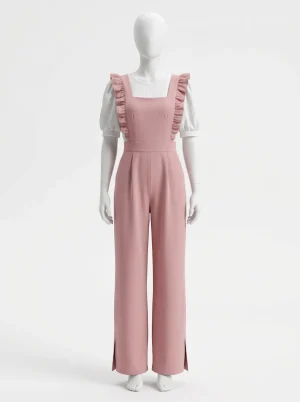 Combinaison rose coton femme chic décontracté
