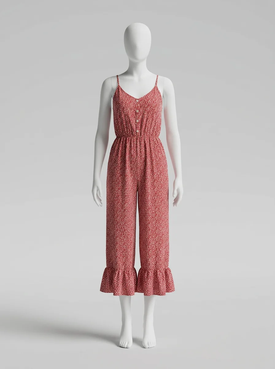 Combinaison rose coton fluide haut tubulaire femme – Image 10