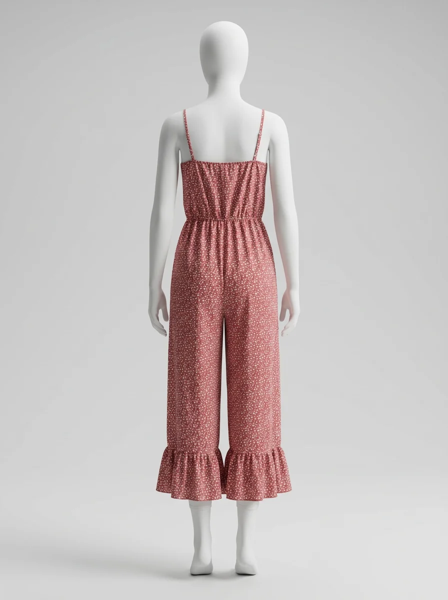 Combinaison rose coton fluide haut tubulaire femme – Image 2