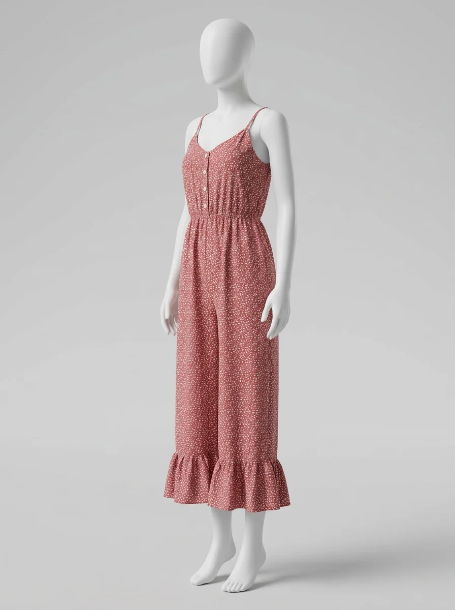 Combinaison rose coton fluide haut tubulaire femme – Image 3