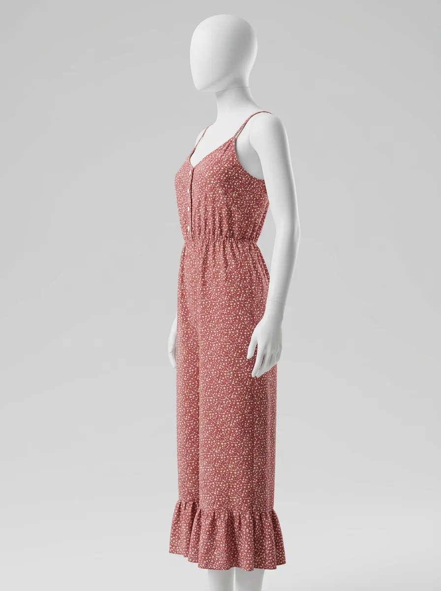 Combinaison rose coton fluide haut tubulaire femme – Image 4