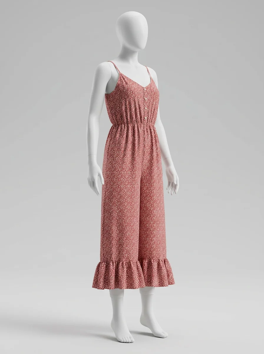 Combinaison rose coton fluide haut tubulaire femme – Image 5