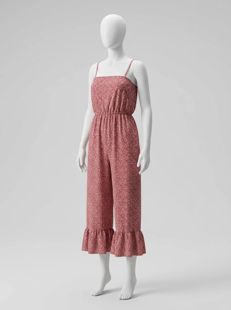 Combinaison rose coton fluide haut tubulaire femme – Image 7
