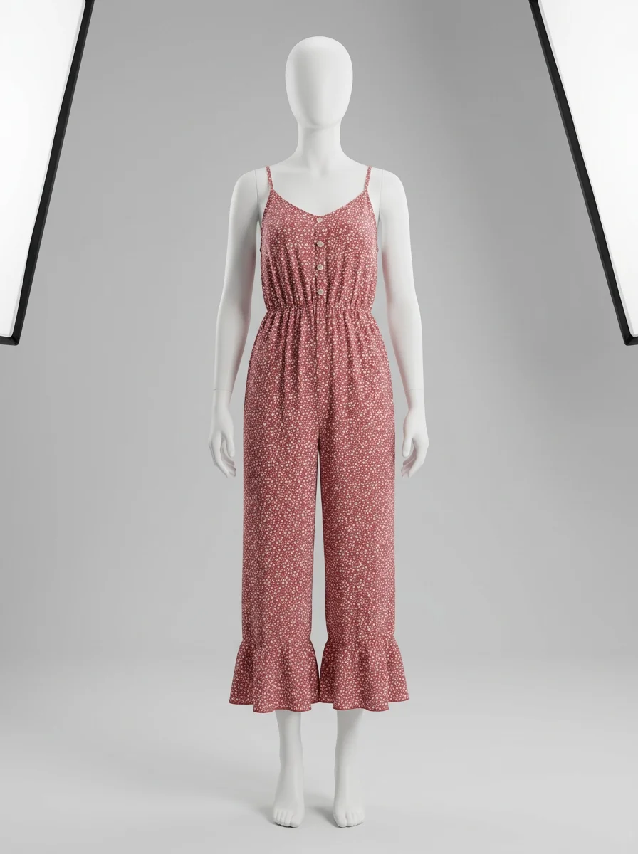 Combinaison rose coton fluide haut tubulaire femme – Image 9