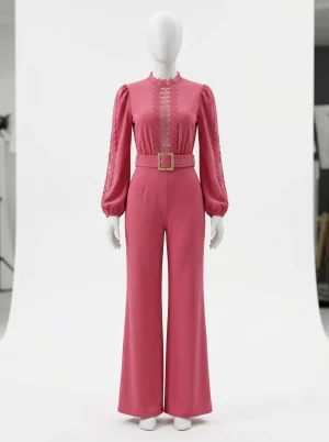 Combinaison rose dentelle cérémonie femme chic