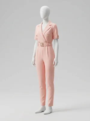 Combinaison rose double boutonnage chic femme