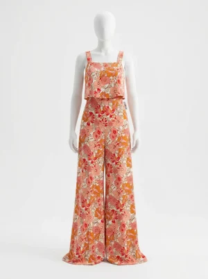 Combinaison rose été fleurie femme