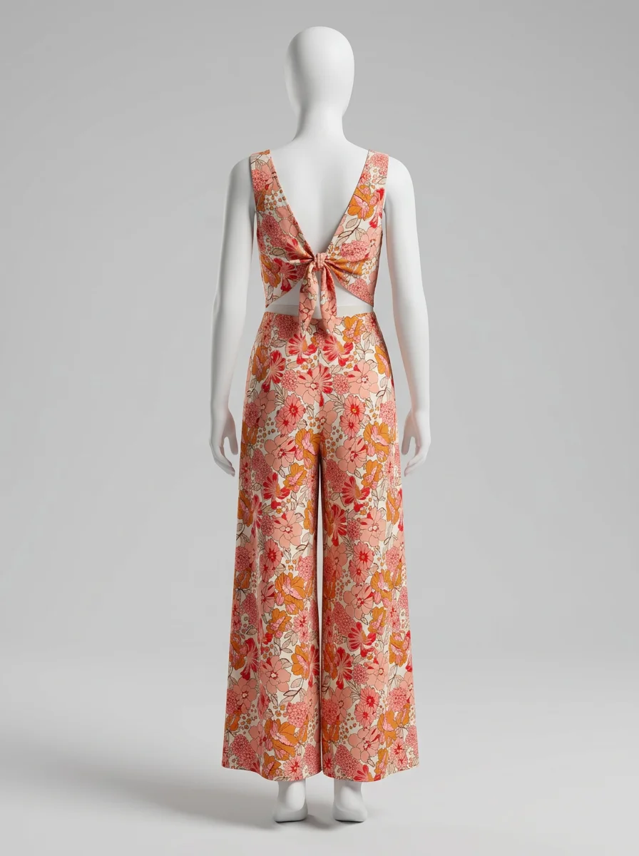 Combinaison rose été fleurie femme – Image 2