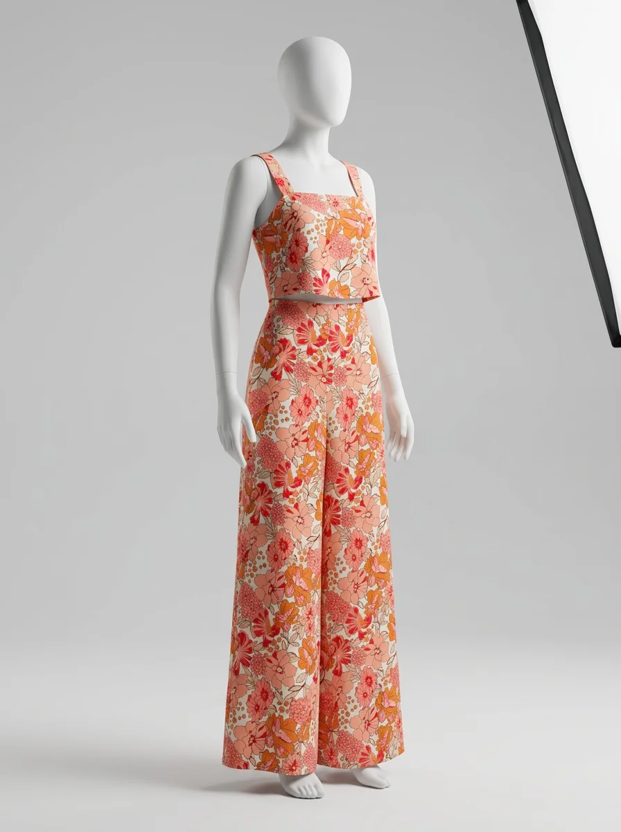 Combinaison rose été fleurie femme – Image 3