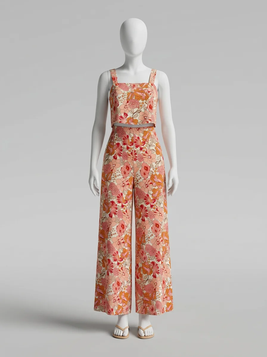 Combinaison rose été fleurie femme – Image 5
