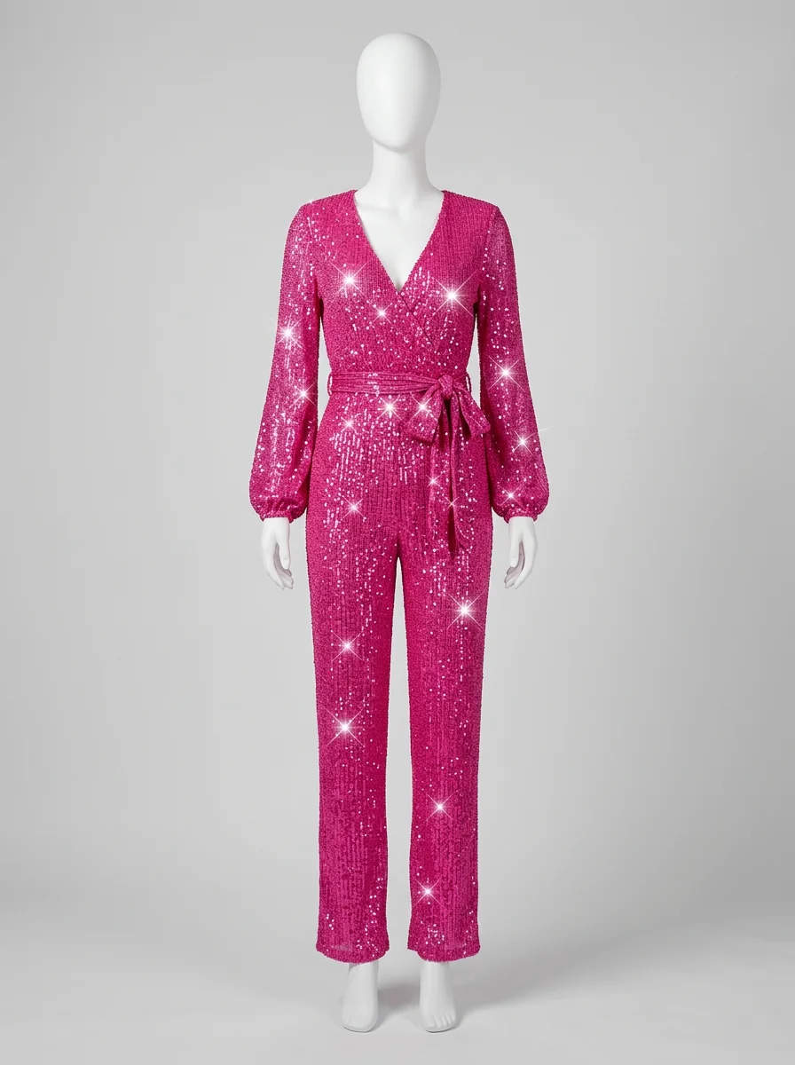 Combinaison rose étincelante réveillon habillée femme – Image 8