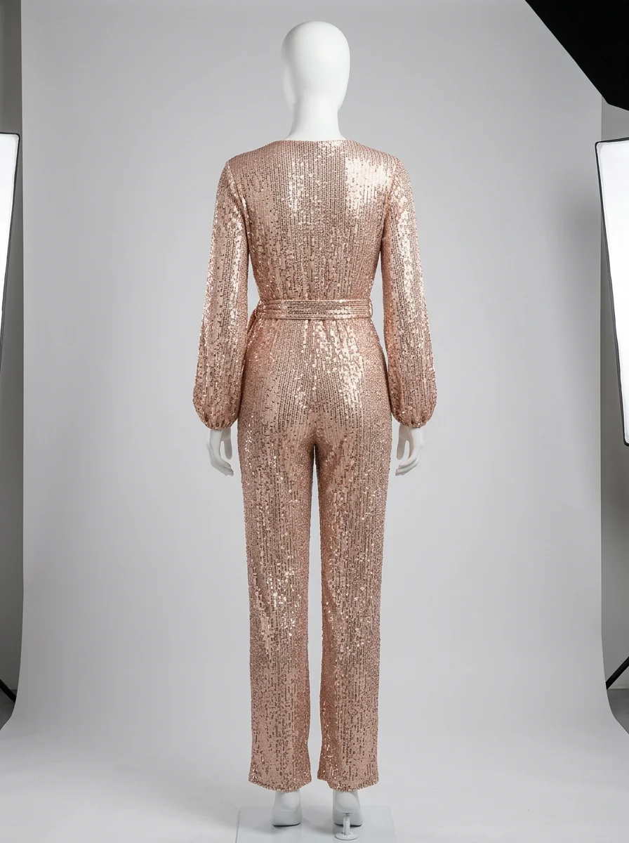 Combinaison rose étincelante réveillon habillée femme – Image 4