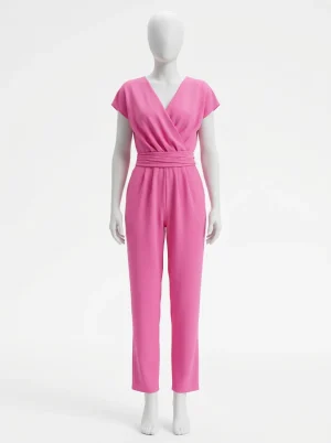 Combinaison rose fluide ajustable chic femme