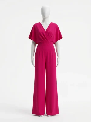 Combinaison rose fluide manches cape soirée femme