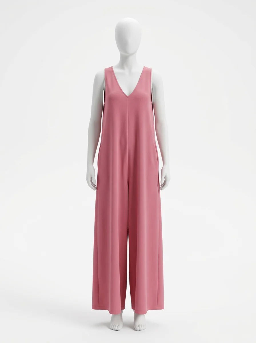 Combinaison rose fluide sans manches élégante