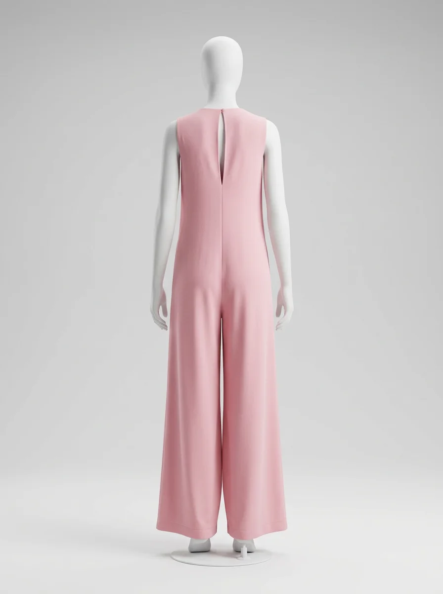 Combinaison rose fluide sans manches élégante – Image 2