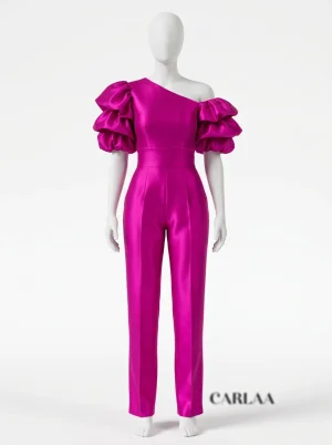 Combinaison rose grande taille asymétrique moderne femme