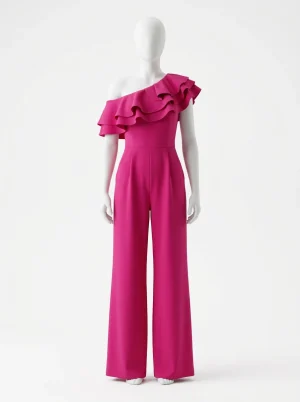 Combinaison rose large cérémonie asymétrique femme
