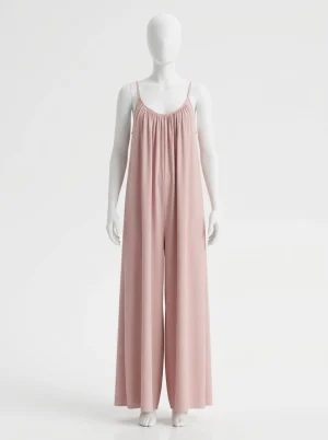 Combinaison rose large été fines bretelles femme