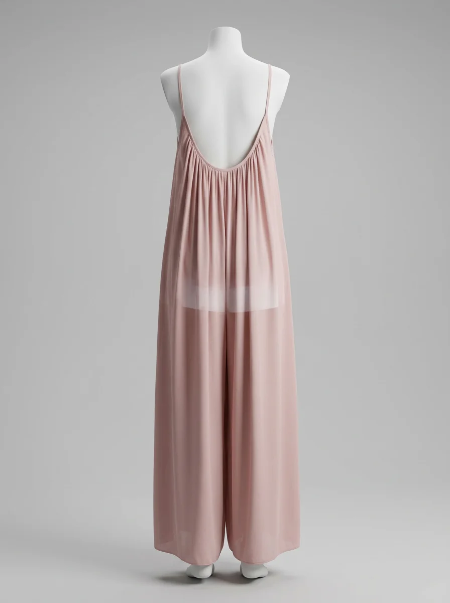 Combinaison rose large été fines bretelles femme – Image 2